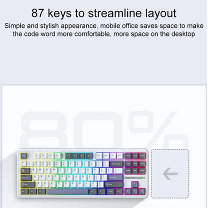 AULA F87 87 Keys Wired/2.4G/Bluetooth Three Model Customized RGB Mechanical Keyboard(White Grey Blue) - Wireless Keyboard by AULA | Online Shopping UK | buy2fix