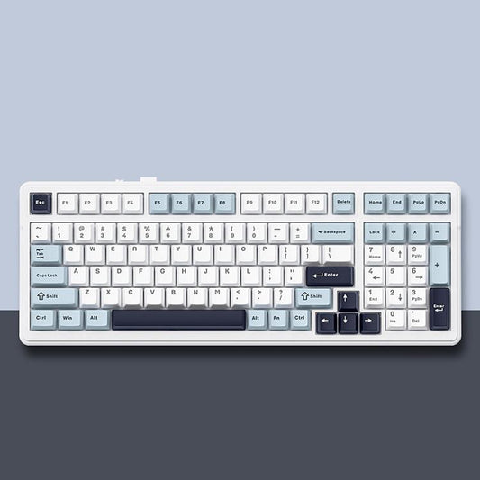 AULA F99 99 Keys Wired/2.4G/Bluetooth Three Model Customized RGB Mechanical Keyboard(Smoky Blue Sea Fog) by AULA