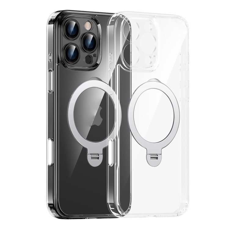 For iPhone 15 Pro Max Fine Hole 360 Degree Rotating Holder MagSafe Phone Case(Transparent) - iPhone 15 Pro Max Cases by buy2fix | Online Shopping UK | buy2fix