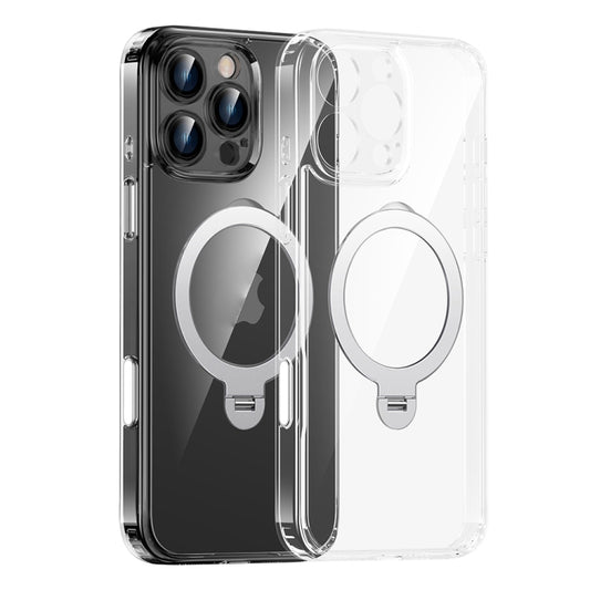 For iPhone 15 Pro Max Fine Hole 360 Degree Rotating Holder MagSafe Phone Case(Transparent) - iPhone 15 Pro Max Cases by buy2fix | Online Shopping UK | buy2fix