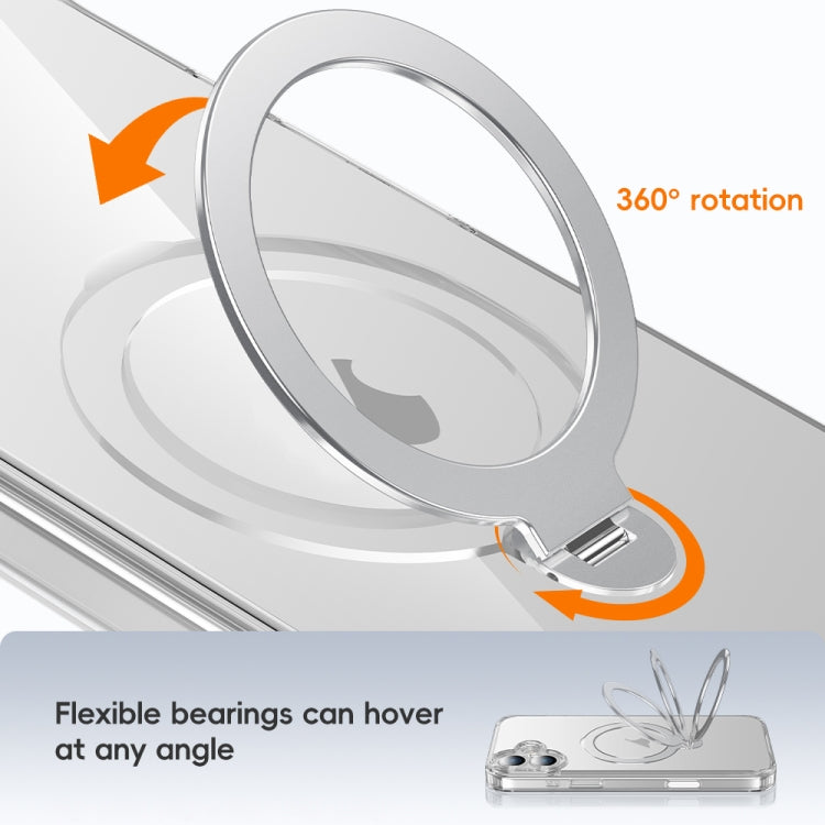 For iPhone 15 Fine Hole 360 Degree Rotating Holder MagSafe Phone Case(Transparent) - iPhone 15 Cases by buy2fix | Online Shopping UK | buy2fix