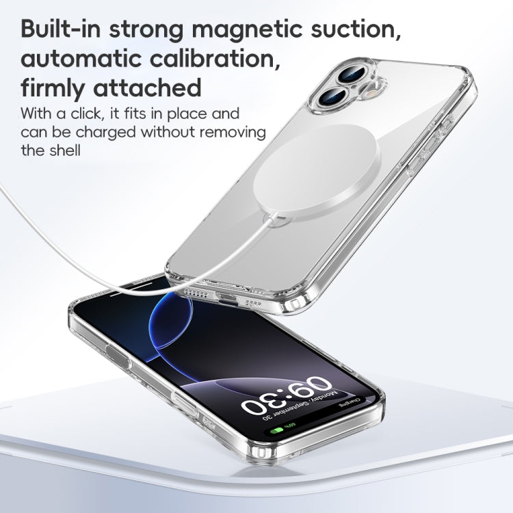 For iPhone 16 Fine Hole 360 Degree Rotating Holder MagSafe Phone Case(Transparent) - iPhone 16 Cases by buy2fix | Online Shopping UK | buy2fix