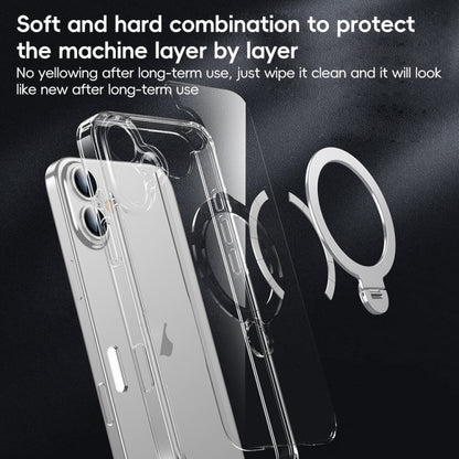 For iPhone 15 Fine Hole 360 Degree Rotating Holder MagSafe Phone Case(Transparent) - iPhone 15 Cases by buy2fix | Online Shopping UK | buy2fix