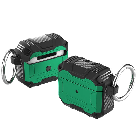 For AirPods 4 Armor TPU Hybrid PC Shockproof Earphones Cover with Hook(Green) by buy2fix