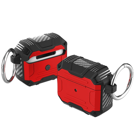 For AirPods 4 Armor TPU Hybrid PC Shockproof Earphones Cover with Hook(Red) by buy2fix