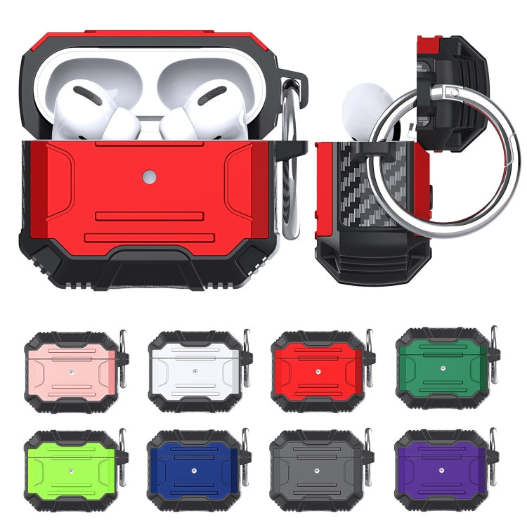 For AirPods 4 Armor TPU Hybrid PC Shockproof Earphones Cover with Hook(Grass Green) by buy2fix