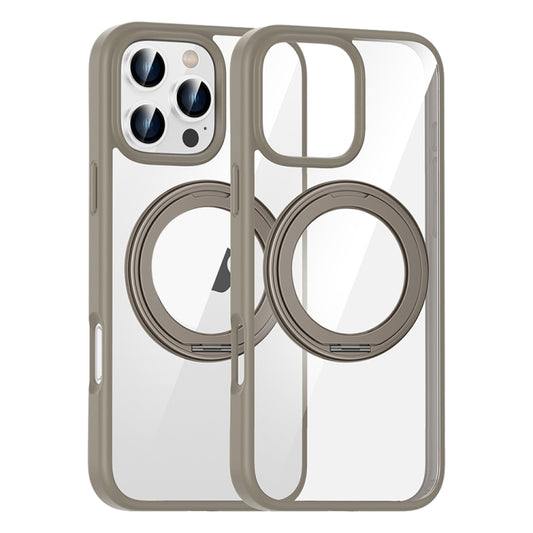 For iPhone 16 Pro High Transparency 360 Degree Rotating Holder MagSafe Phone Case(Titanium Gold) - iPhone 16 Pro Cases by buy2fix | Online Shopping UK | buy2fix