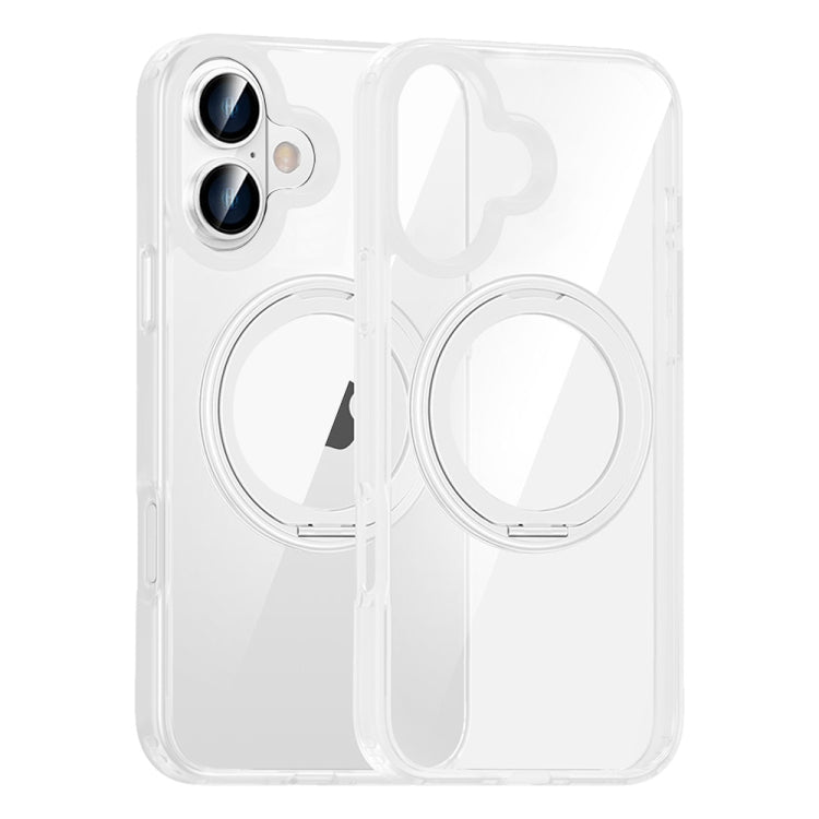 For iPhone 16 High Transparency 360 Degree Rotating Holder MagSafe Phone Case(Transparent) - iPhone 16 Cases by buy2fix | Online Shopping UK | buy2fix