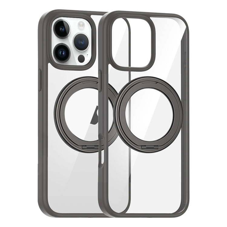 For iPhone 14 Pro Max High Transparency 360 Degree Rotating Holder MagSafe Phone Case(Titanium Gray) - iPhone 14 Pro Max Cases by buy2fix | Online Shopping UK | buy2fix