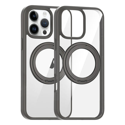 For iPhone 14 Pro High Transparency 360 Degree Rotating Holder MagSafe Phone Case(Titanium Gray) - iPhone 14 Pro Cases by buy2fix | Online Shopping UK | buy2fix