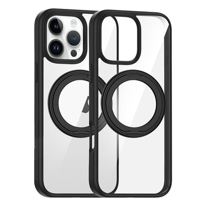 For iPhone 14 Pro High Transparency 360 Degree Rotating Holder MagSafe Phone Case(Black) - iPhone 14 Pro Cases by buy2fix | Online Shopping UK | buy2fix