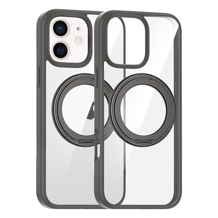For iPhone 12 High Transparency 360 Degree Rotating Holder MagSafe Phone Case(Titanium Gray) - iPhone 12 / 12 Pro Cases by buy2fix | Online Shopping UK | buy2fix