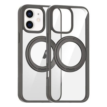 For iPhone 12 High Transparency 360 Degree Rotating Holder MagSafe Phone Case(Titanium Gray) - iPhone 12 / 12 Pro Cases by buy2fix | Online Shopping UK | buy2fix