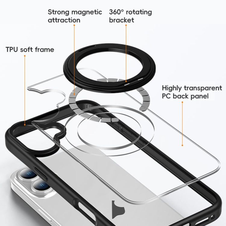 For iPhone 13 High Transparency 360 Degree Rotating Holder MagSafe Phone Case(Transparent) - iPhone 13 Cases by buy2fix | Online Shopping UK | buy2fix