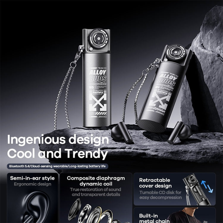 REMAX AlloyBuds M5 Metal CD Level Stereo Wireless Bluetooth Earphone(Tarnish) - Bluetooth Earphone by REMAX | Online Shopping UK | buy2fix