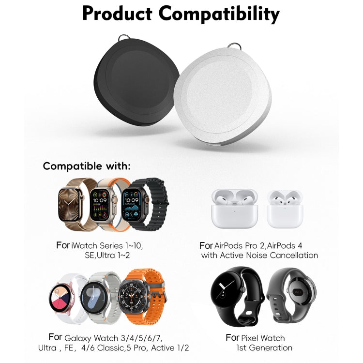 4 in 1 Portable Smart Watch Magnetic Wireless Charger(Black) - Charger / Holder by buy2fix | Online Shopping UK | buy2fix