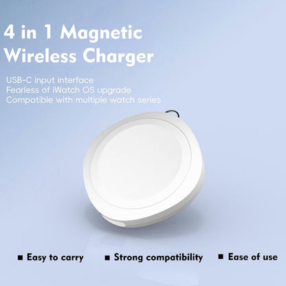 4 in 1 Portable Smart Watch Magnetic Wireless Charger(White) - Charger / Holder by buy2fix | Online Shopping UK | buy2fix