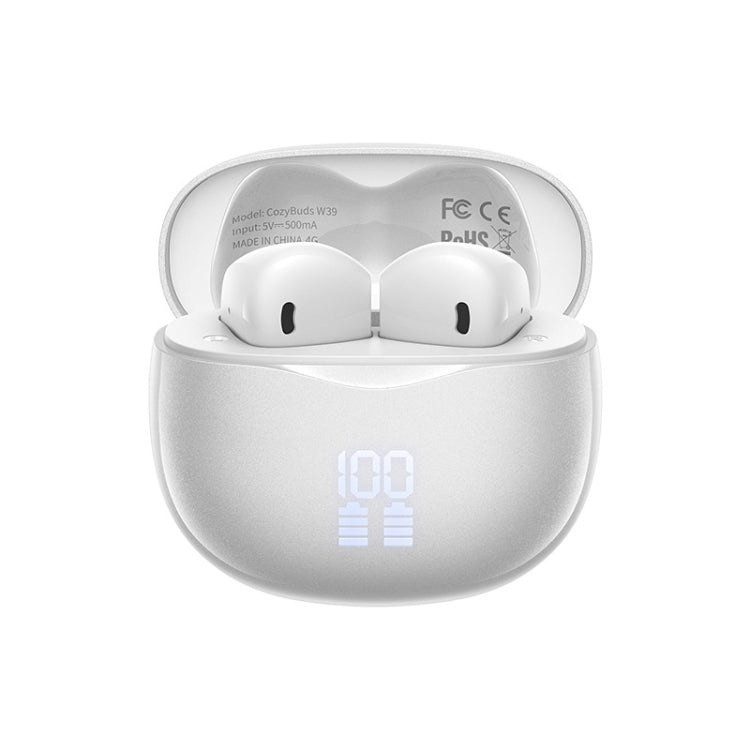 REMAX W39 Stereo Digital Display Wireless Bluetooth Earphone(White) - Bluetooth Earphone by REMAX | Online Shopping UK | buy2fix
