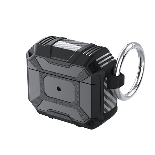 For AirPods 4 Battle Armor Four-corner Shockproof Earphone Protective Case(Black) by buy2fix