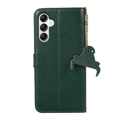 For Samsung Galaxy A36 Genuine Leather Litchi Texture RFID Leather Phone Case(Green) - Galaxy Phone Cases by buy2fix | Online Shopping UK | buy2fix