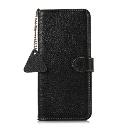 For Samsung Galaxy A36 Genuine Leather Litchi Texture RFID Leather Phone Case(Black) - Galaxy Phone Cases by buy2fix | Online Shopping UK | buy2fix