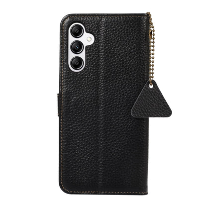 For Samsung Galaxy A36 Genuine Leather Litchi Texture RFID Leather Phone Case(Black) - Galaxy Phone Cases by buy2fix | Online Shopping UK | buy2fix