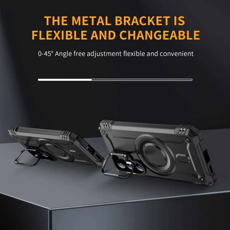 For Samsung Galaxy S25 5G Lens Holder MagSafe Phone Case(Black) by buy2fix