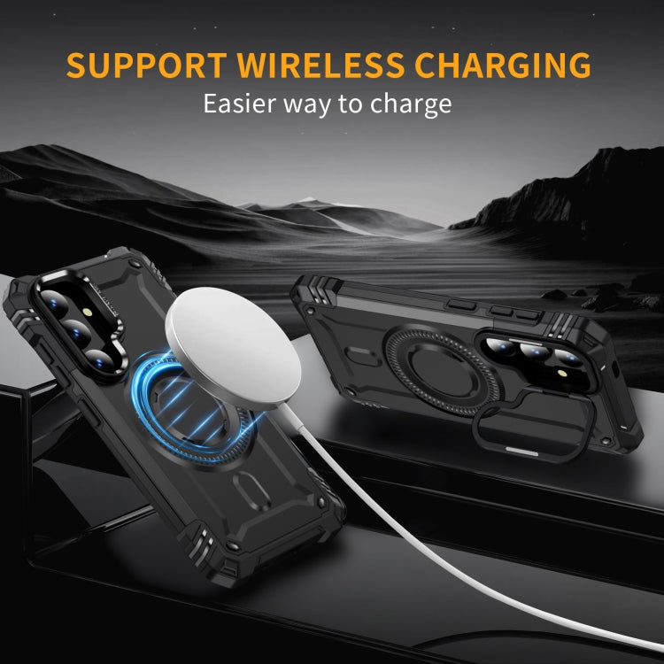 For Samsung Galaxy S25 5G Lens Holder MagSafe Phone Case(Black) by buy2fix