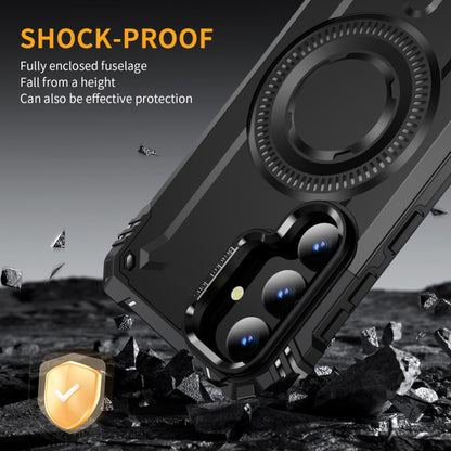 For Samsung Galaxy S25 5G Lens Holder MagSafe Phone Case(Black) by buy2fix