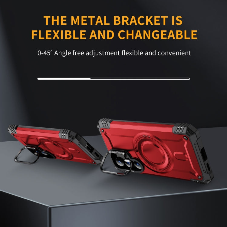 For Samsung Galaxy S25+ 5G Lens Holder MagSafe Phone Case(Red) by buy2fix