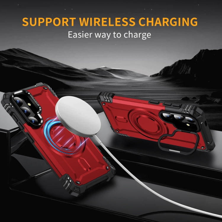 For Samsung Galaxy S25+ 5G Lens Holder MagSafe Phone Case(Red) by buy2fix