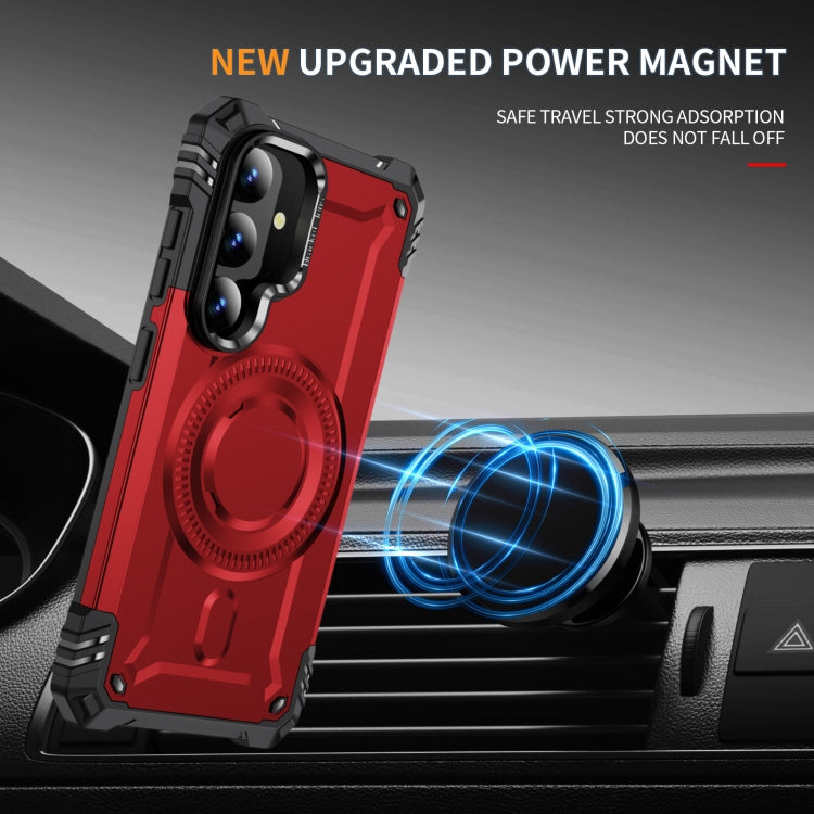 For Samsung Galaxy S25+ 5G Lens Holder MagSafe Phone Case(Red) by buy2fix