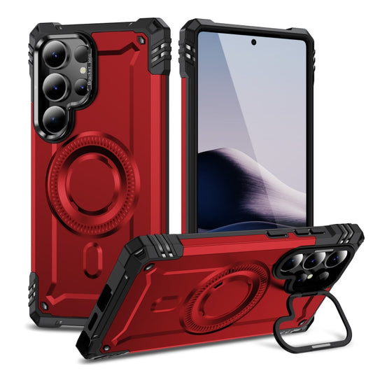 For Samsung Galaxy S25 Ultra 5G Lens Holder MagSafe Phone Case(Red) by buy2fix