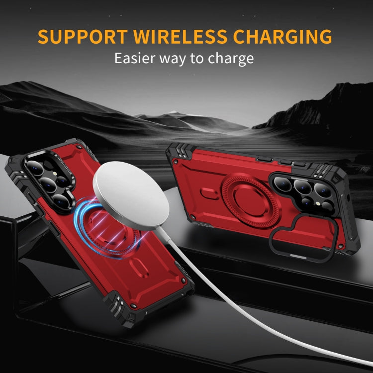 For Samsung Galaxy S25 Ultra 5G Lens Holder MagSafe Phone Case(Red) by buy2fix