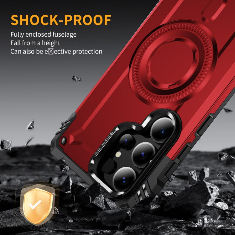 For Samsung Galaxy S25 Ultra 5G Lens Holder MagSafe Phone Case(Red) by buy2fix