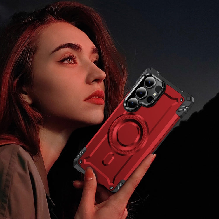 For Samsung Galaxy S25 Ultra 5G Lens Holder MagSafe Phone Case(Red) by buy2fix