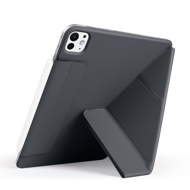 For iPad Pro 11 2024 Fixed Buckle Magnetic Deformation Leather Tablet Case(Black) - iPad Pro 11 2024 Cases by buy2fix | Online Shopping UK | buy2fix