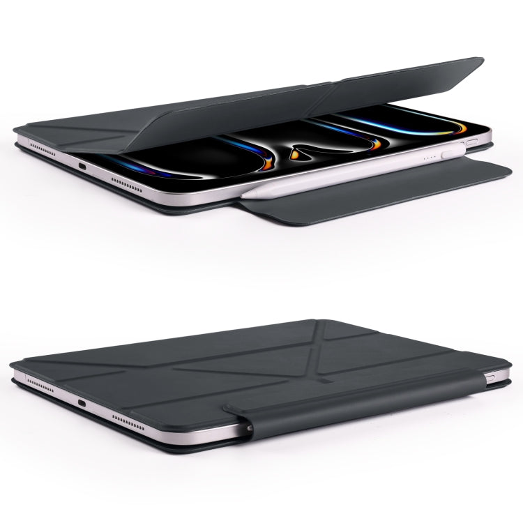 For iPad Pro 11 2024 Fixed Buckle Magnetic Deformation Leather Tablet Case(Black) - iPad Pro 11 2024 Cases by buy2fix | Online Shopping UK | buy2fix