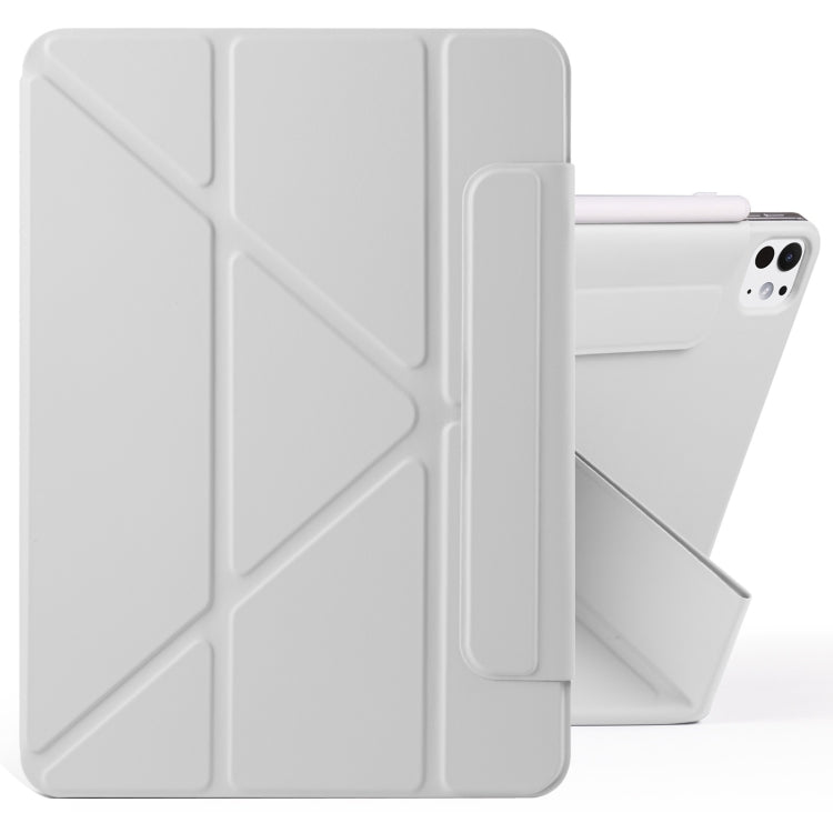 For iPad Pro 11 2024 Fixed Buckle Magnetic Deformation Leather Tablet Case(Grey) - iPad Pro 11 2024 Cases by buy2fix | Online Shopping UK | buy2fix