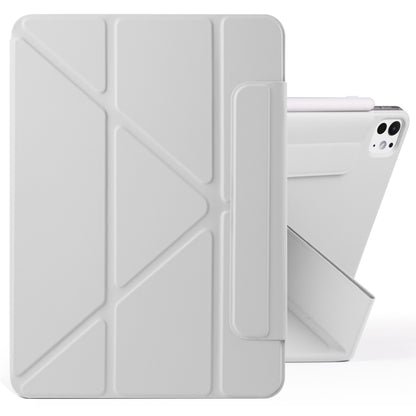 For iPad Pro 11 2024 Fixed Buckle Magnetic Deformation Leather Tablet Case(Grey) - iPad Pro 11 2024 Cases by buy2fix | Online Shopping UK | buy2fix