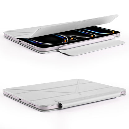 For iPad Pro 11 2024 Fixed Buckle Magnetic Deformation Leather Tablet Case(Grey) - iPad Pro 11 2024 Cases by buy2fix | Online Shopping UK | buy2fix