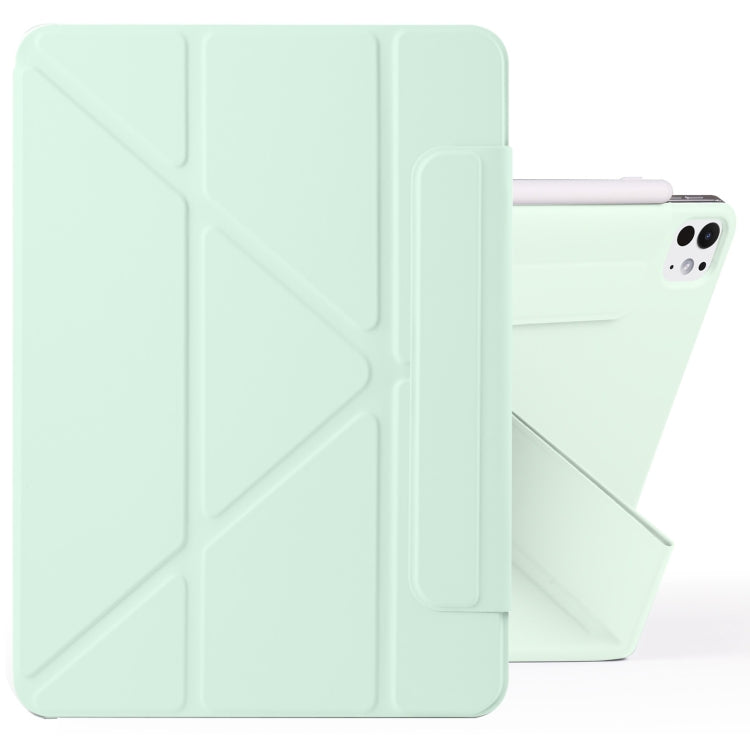 For iPad Pro 11 2024 Fixed Buckle Magnetic Deformation Leather Tablet Case(Baby Green) - iPad Pro 11 2024 Cases by buy2fix | Online Shopping UK | buy2fix