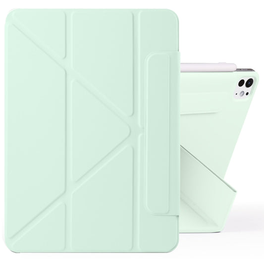 For iPad Pro 11 2024 Fixed Buckle Magnetic Deformation Leather Tablet Case(Baby Green) - iPad Pro 11 2024 Cases by buy2fix | Online Shopping UK | buy2fix