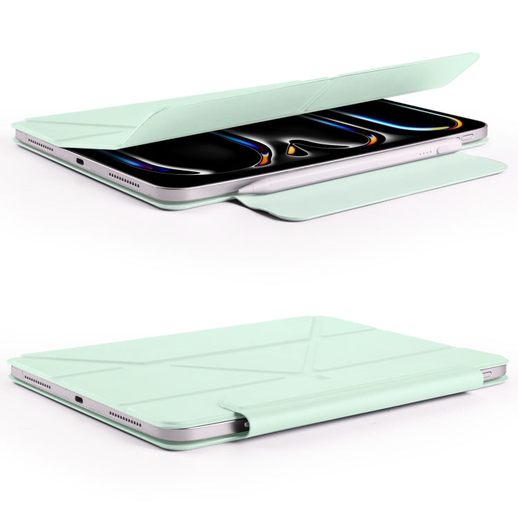 For iPad Pro 11 2024 Fixed Buckle Magnetic Deformation Leather Tablet Case(Baby Green) - iPad Pro 11 2024 Cases by buy2fix | Online Shopping UK | buy2fix