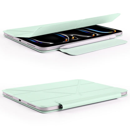 For iPad Pro 11 2024 Fixed Buckle Magnetic Deformation Leather Tablet Case(Baby Green) - iPad Pro 11 2024 Cases by buy2fix | Online Shopping UK | buy2fix