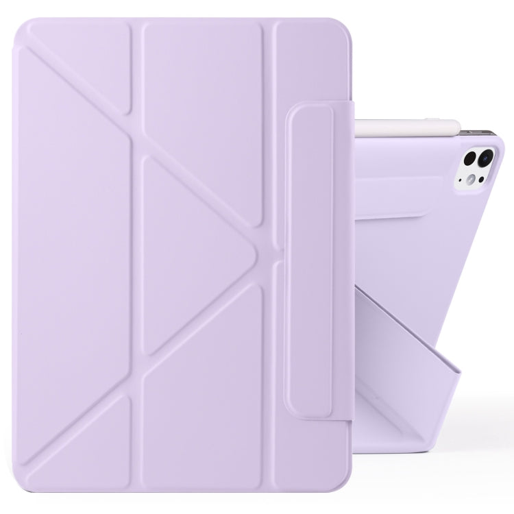 For iPad Pro 11 2024 Fixed Buckle Magnetic Deformation Leather Tablet Case(Purple) - iPad Pro 11 2024 Cases by buy2fix | Online Shopping UK | buy2fix