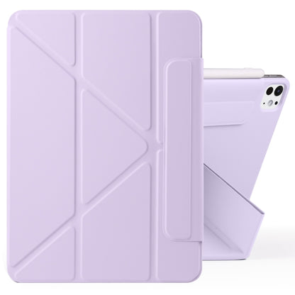 For iPad Pro 11 2024 Fixed Buckle Magnetic Deformation Leather Tablet Case(Purple) - iPad Pro 11 2024 Cases by buy2fix | Online Shopping UK | buy2fix