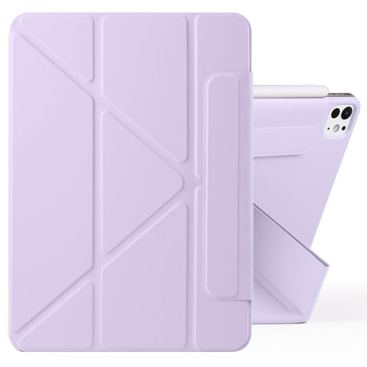 For iPad Pro 11 2024 Fixed Buckle Magnetic Deformation Leather Tablet Case(Purple) - iPad Pro 11 2024 Cases by buy2fix | Online Shopping UK | buy2fix