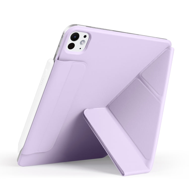 For iPad Pro 11 2024 Fixed Buckle Magnetic Deformation Leather Tablet Case(Purple) - iPad Pro 11 2024 Cases by buy2fix | Online Shopping UK | buy2fix