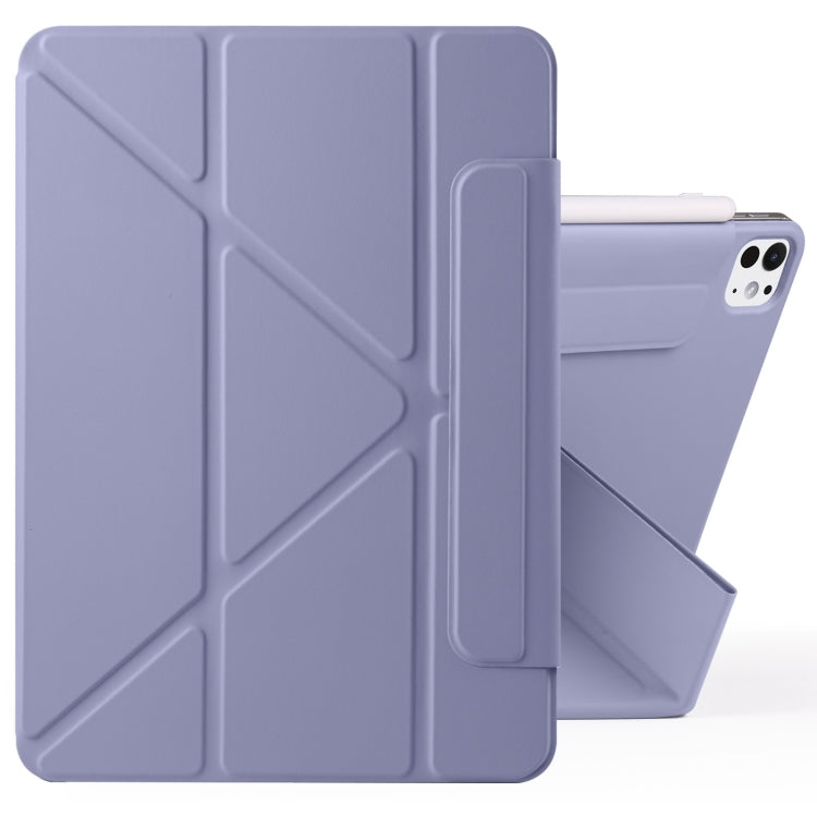 For iPad Pro 11 2024 Fixed Buckle Magnetic Deformation Leather Tablet Case(Lavender Purple) - iPad Pro 11 2024 Cases by buy2fix | Online Shopping UK | buy2fix